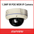 1.3MP WDR IP IR Ik10 Защищенная от несанкционированного доступа купольная камера видеонаблюдения